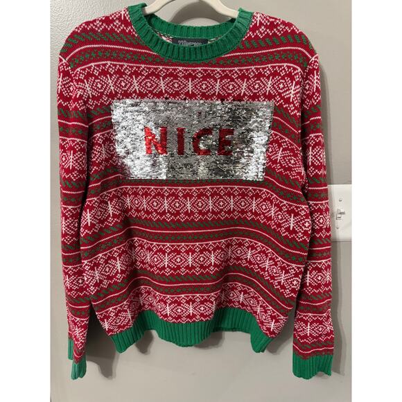 UGLY Holiday 33 Degrees Holiday Reverse Sequin Sweater Medium - Picture 1 of 7